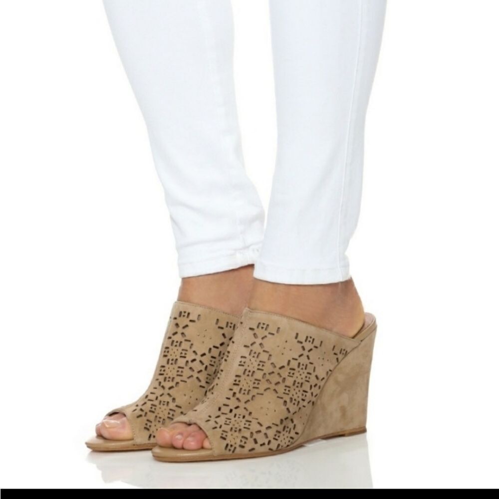 Joie laser cut suede sandal mules 9 1/2